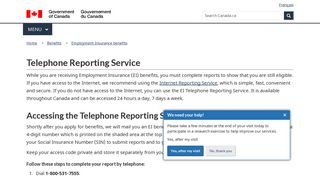 Telephone reporting service - Canada.ca