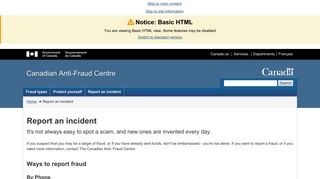 Report an incident - Canadian Anti-Fraud Centre