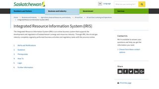Access the Integrated Resource Information System (IRIS) | Oil and ...