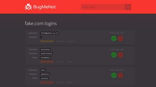 fake.com passwords - BugMeNot