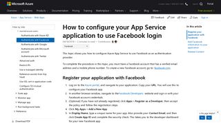 Configure Facebook authentication - Azure App Service | Microsoft Docs