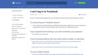 I can't log in to Facebook. | Facebook Help Center | Facebook