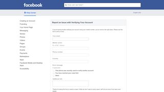 Report an Issue with Verifying Your Account | Facebook