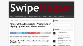 Tinder Without Facebook - Pros & Cons of Signing Up with Your ...