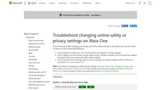 Troubleshoot Changing Online Safety or Privacy Settings on Xbox One