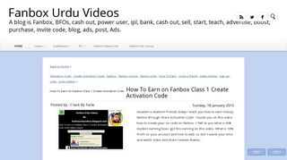 How To Earn on Fanbox Class 1 Create Activation Code