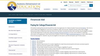 Financial Aid - Florida Department Of Education