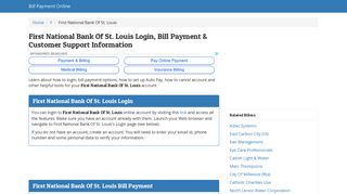 First National Bank Of St. Louis Login, Bill ... - Bill Payment Online