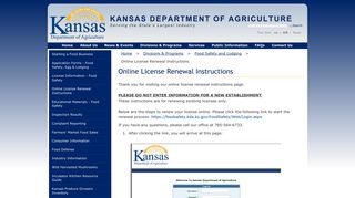 Online License Renewal Instructions - Kansas Department of Agriculture