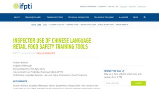 IFPTI Inspector Use of Chinese Language Retail Food Safety Training ...