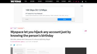 Myspace let you hijack any account just by knowing the person's ...