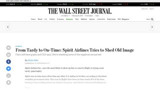From Tardy to On-Time: Spirit Airlines Tries to Shed Old Image - WSJ