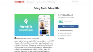 Petition · Bring Back Friendlife · Change.org