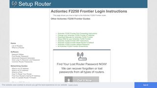 Login to Actiontec F2250 Frontier Router - SetupRouter