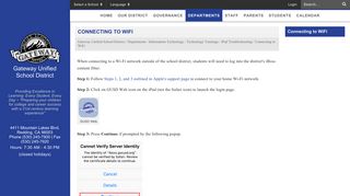 Connecting to WiFi - Gateway Unified School District