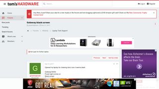 Gateway black screen - [Solved] - Laptop Tech Support - Tom's Hardware