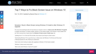 Top 7 Ways to Fix Black Screen Issue on Windows 10 | Driver Talent