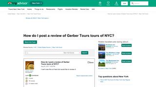 How do I post a review of Gerber Tours tours of NYC? - New York ...