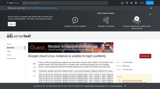 Google cloud Linux instance is unable to login suddenly - Server Fault