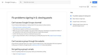 Fix problems signing in & viewing posts - Groups Help - Google Support