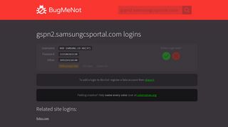 gspn2.samsungcsportal.com passwords - BugMeNot