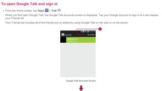 To open Google Talk and sign in - LG