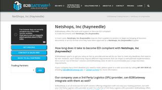 NetShops, Inc (Hayneedle) | B2BGateway