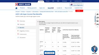 HDFC Life Super Income Plan Benefits - HDFC Bank