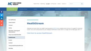 For Staff | Health Stream Access | Holy Cross Health | Holy Cross Health
