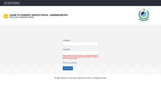 Login to Students' Service Portal - Administrative