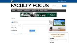 Log In - Faculty Focus | Higher Ed Teaching & Learning