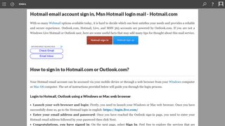 Hotmail email account sign in, Msn Hotmail login mail - Hotmail.com