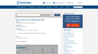 How to create a user with Microsoft Lync 2010 - SherWeb
