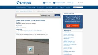 How to setup Microsoft Lync 2010 for Windows - SherWeb