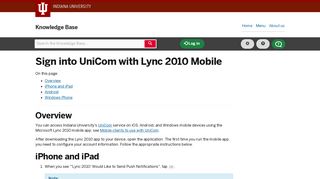 Using Lync 2010 Mobile, how do I sign into UniCom?