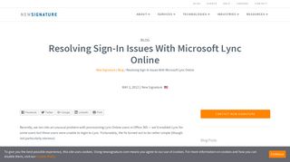 Resolving Sign-In Issues With Microsoft Lync Online - New Signature
