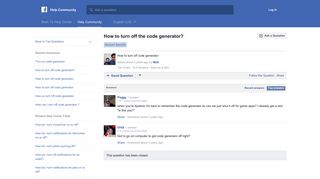 How to turn off the code generator? | Facebook Help Community ...