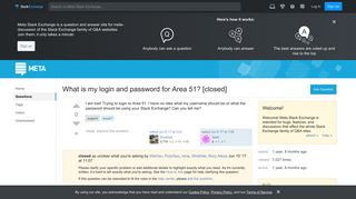 What is my login and password for Area 51? - Meta Stack Exchange