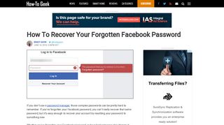 How To Recover Your Forgotten Facebook Password