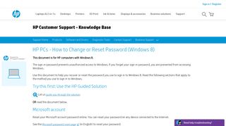 HP PCs - How to Change or Reset Password (Windows 8) - HP Support