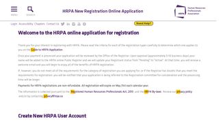 Portal HRPA New Registration Online Application