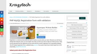 PHP MySQL Registration form with validation - Krazytech