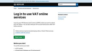 Log in to use VAT online services - GOV.UK