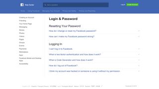 Login & Password | Facebook Help Center | Facebook
