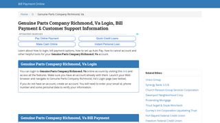 Genuine Parts Company Richmond, Va Login, Bill Payment ...