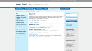 Forms - Provider Connection - Blue Shield of California