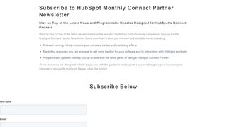 Subscribe to HubSpot Connect's Technology Partner Newsletter