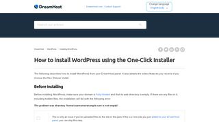 How to install WordPress using the One-Click Installer – DreamHost