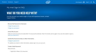 My Intel Sign In FAQ