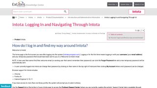 Intota: Logging In and Navigating Through Intota - Ex Libris ...